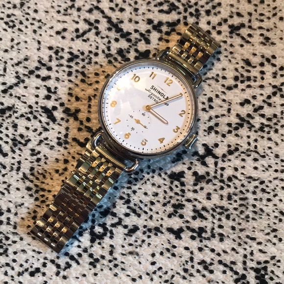 Shinola Canfield white silver watch extra straps - Picture 3 of 7